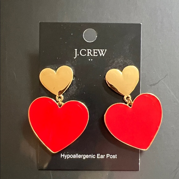 J. Crew Jewelry - J. Crew Gold and Red Heart Earrings